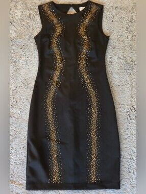 Womens Bisou Bisou Black Gold Studded Dress